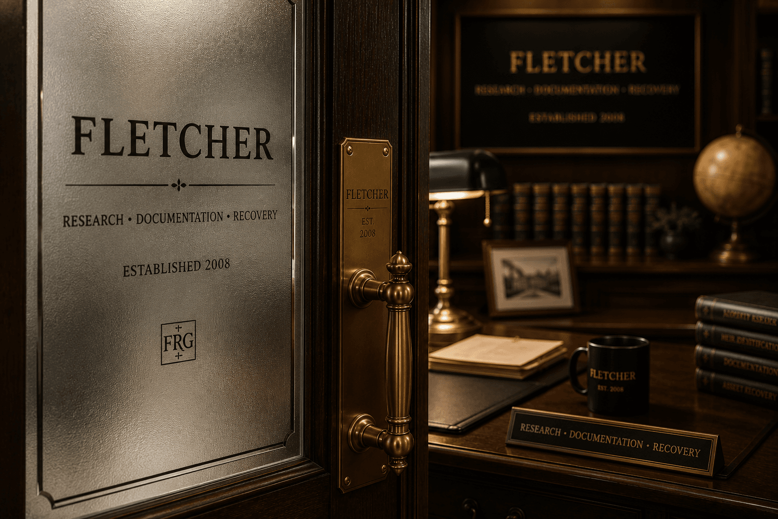 Frosted glass entrance to Fletcher Recovery Group